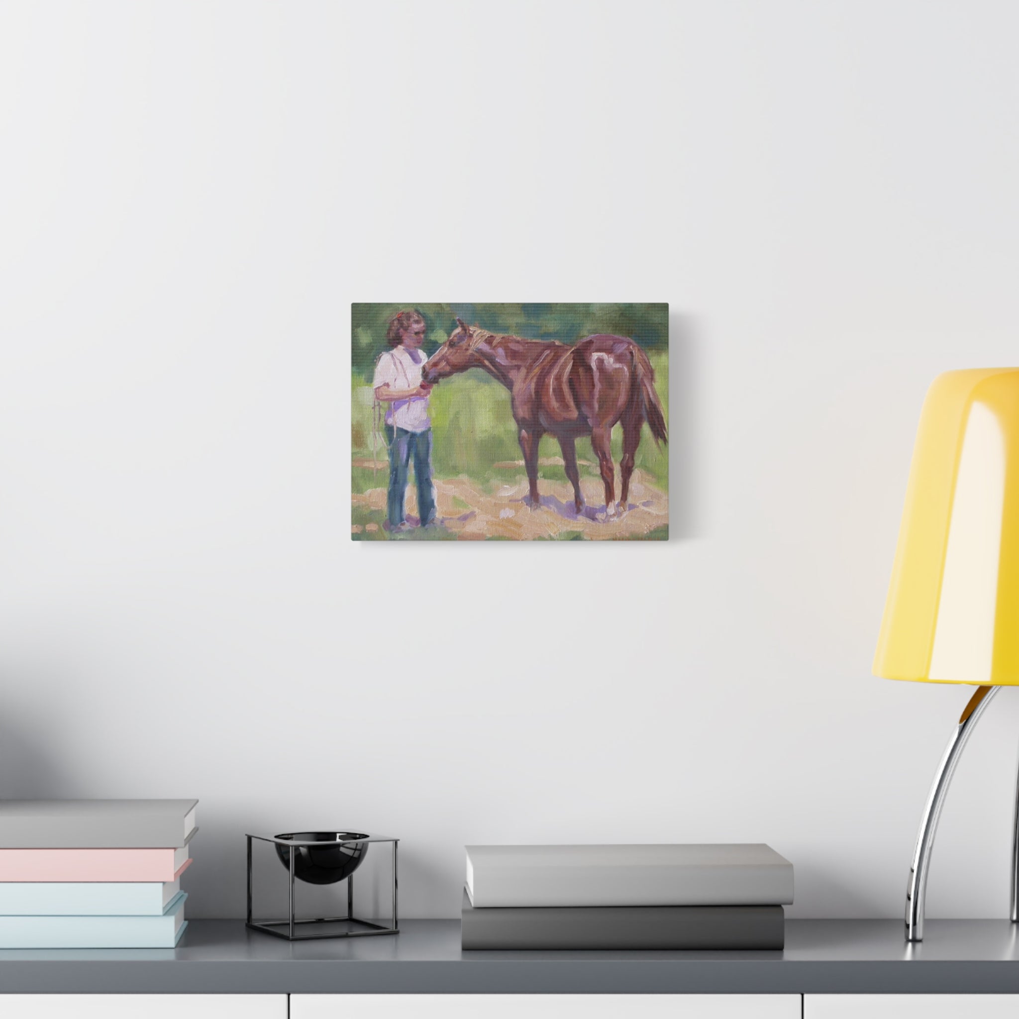 "An Apple a Day"  Horse & Rider Canvas Print — Equestrian Wall Art, Matte Stretched Canvas