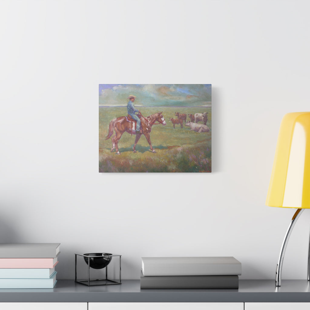 "Fresh Paint"         Cowboy on Horseback Canvas Wall Art — Ranch Pastoral Landscape