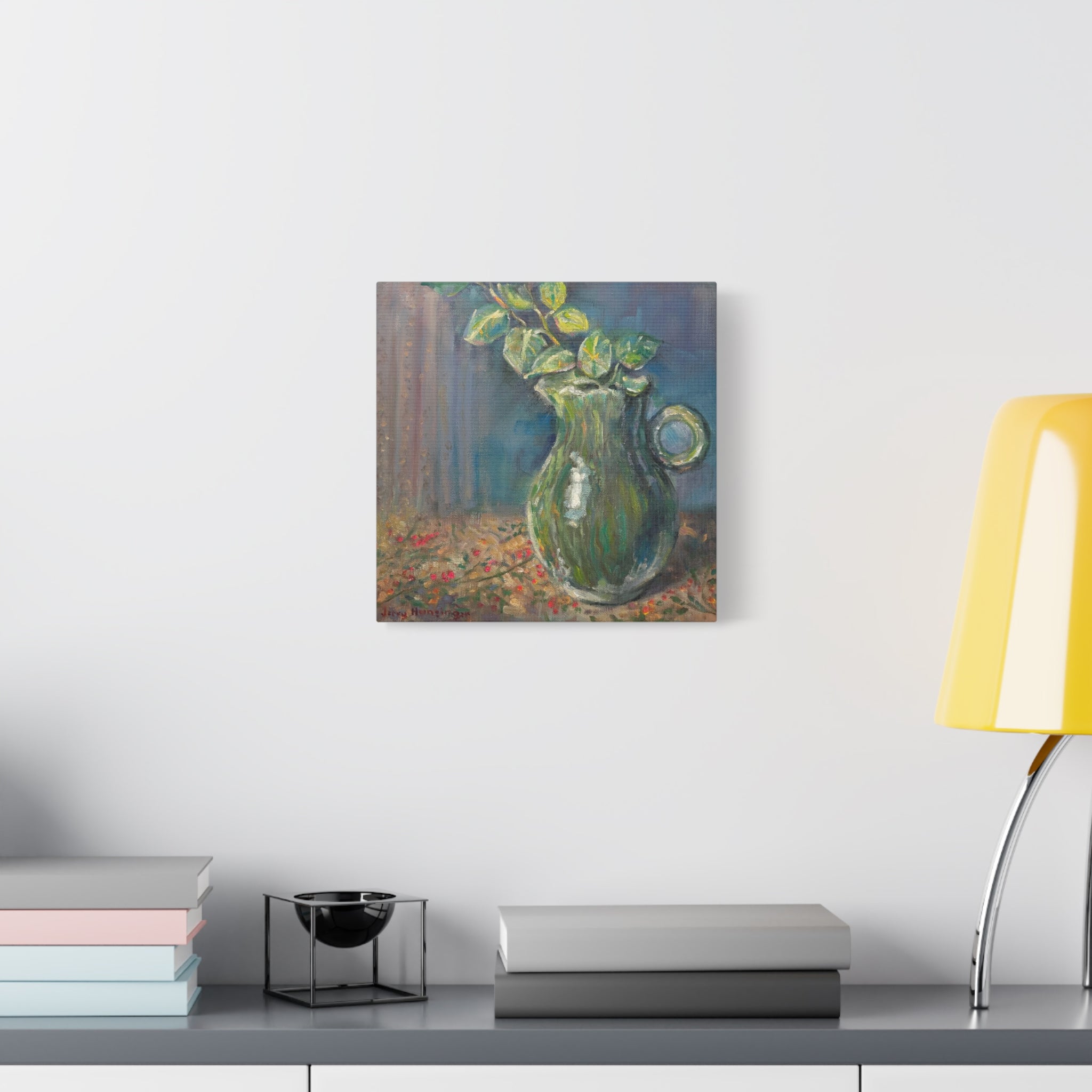 "The Green Pitcher"   Green Pitcher Still Life Matte Canvas Wall Art — Stretched 1.25"