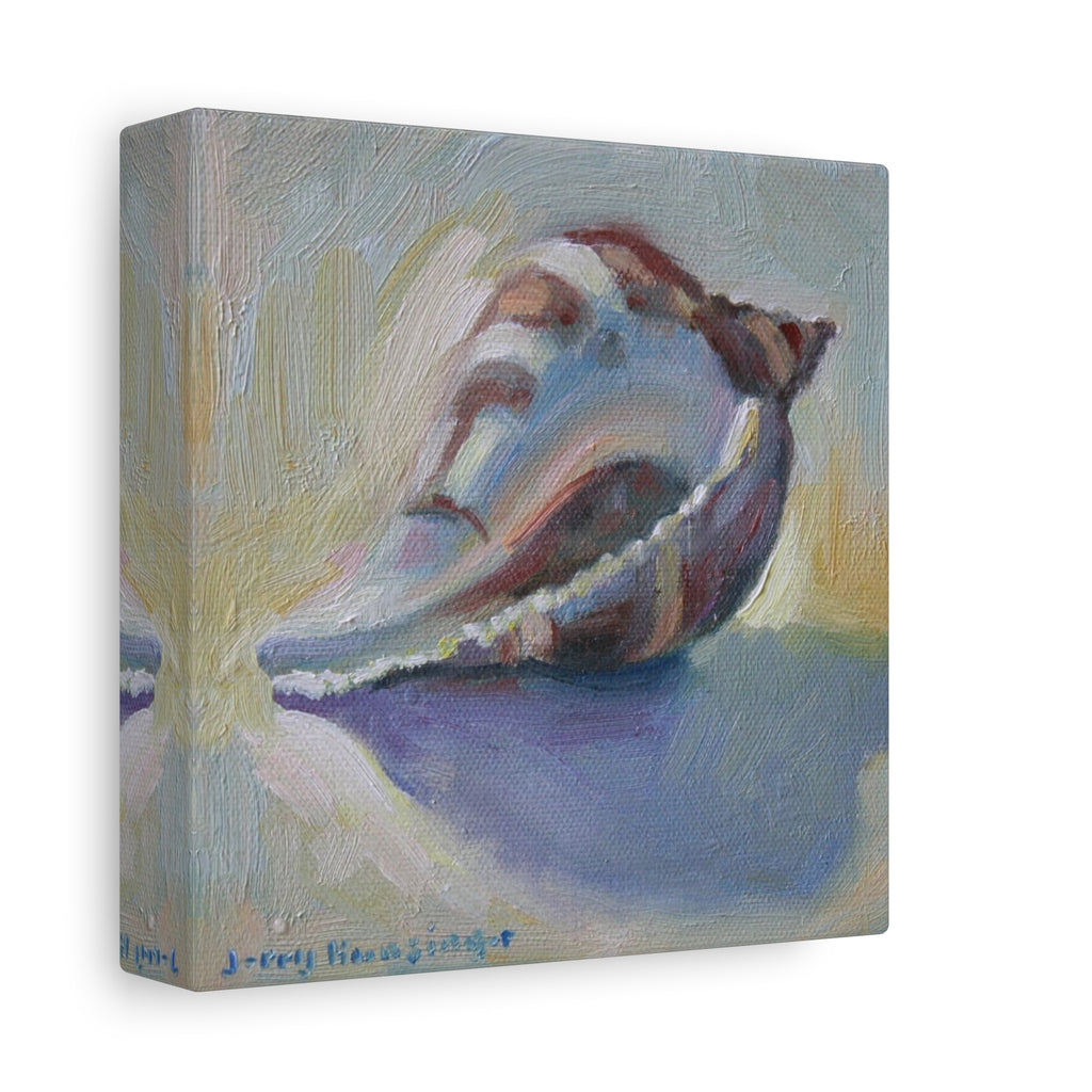 "The Seashell"  Seashell Oil Painting Canvas Print — Coastal Conch Wall Art (Matte Stretched 1.25")