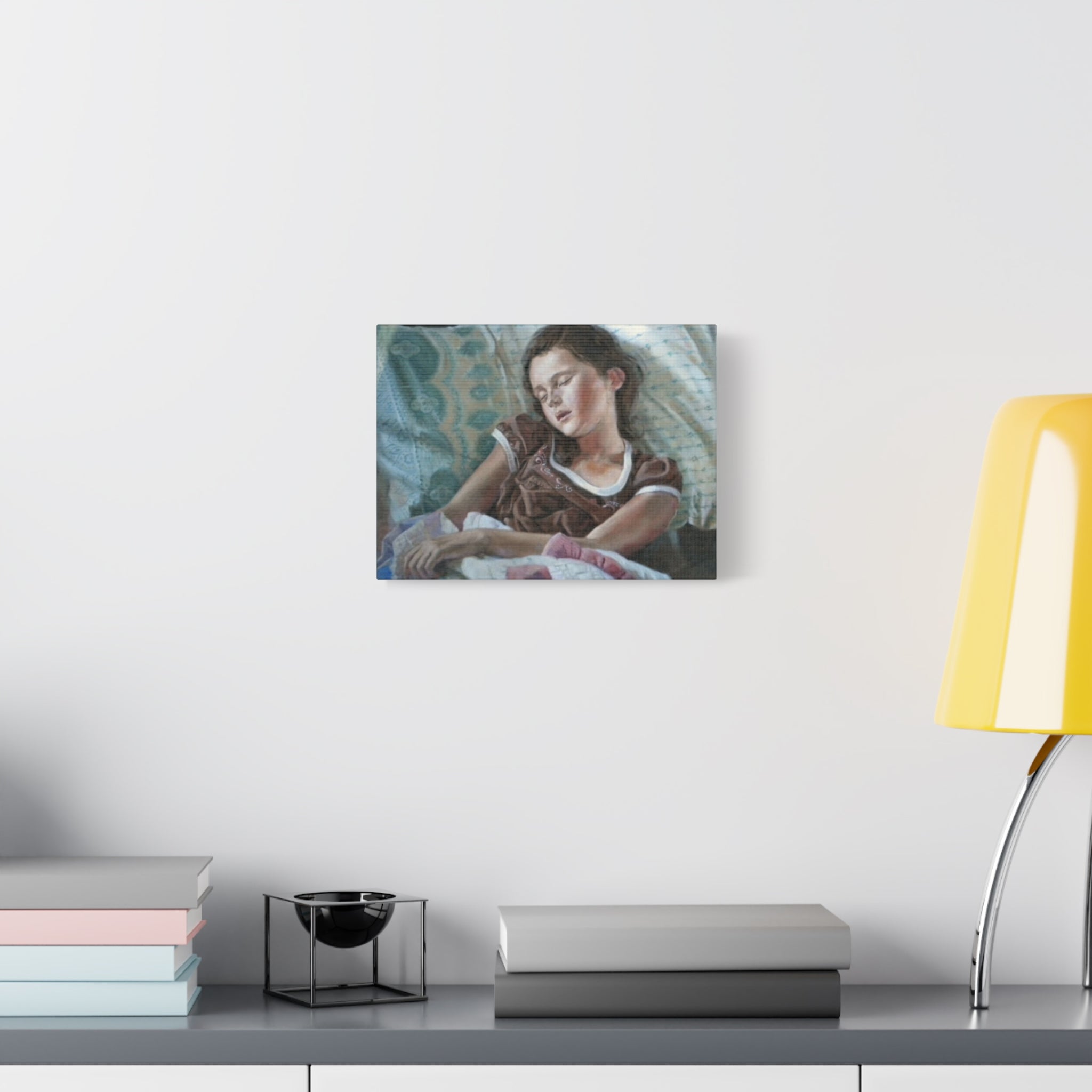 "Perchance to Dream"       Sleeping Child Canvas Wall Art – Serene Portrait Print on Stretched Matte Canvas