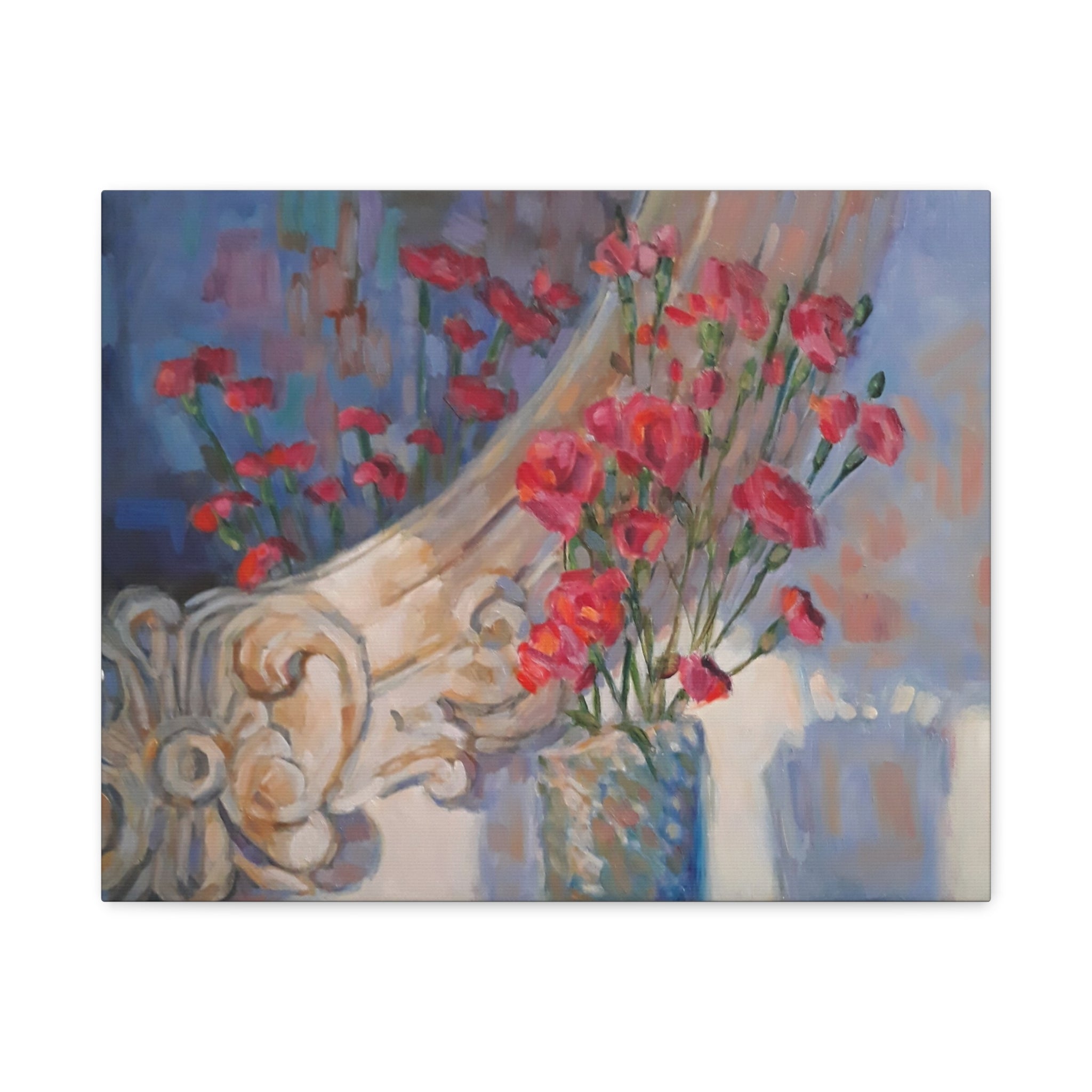 "Mirrored"   Roses & Vintage Mirror — Matte Stretched Canvas Wall Art