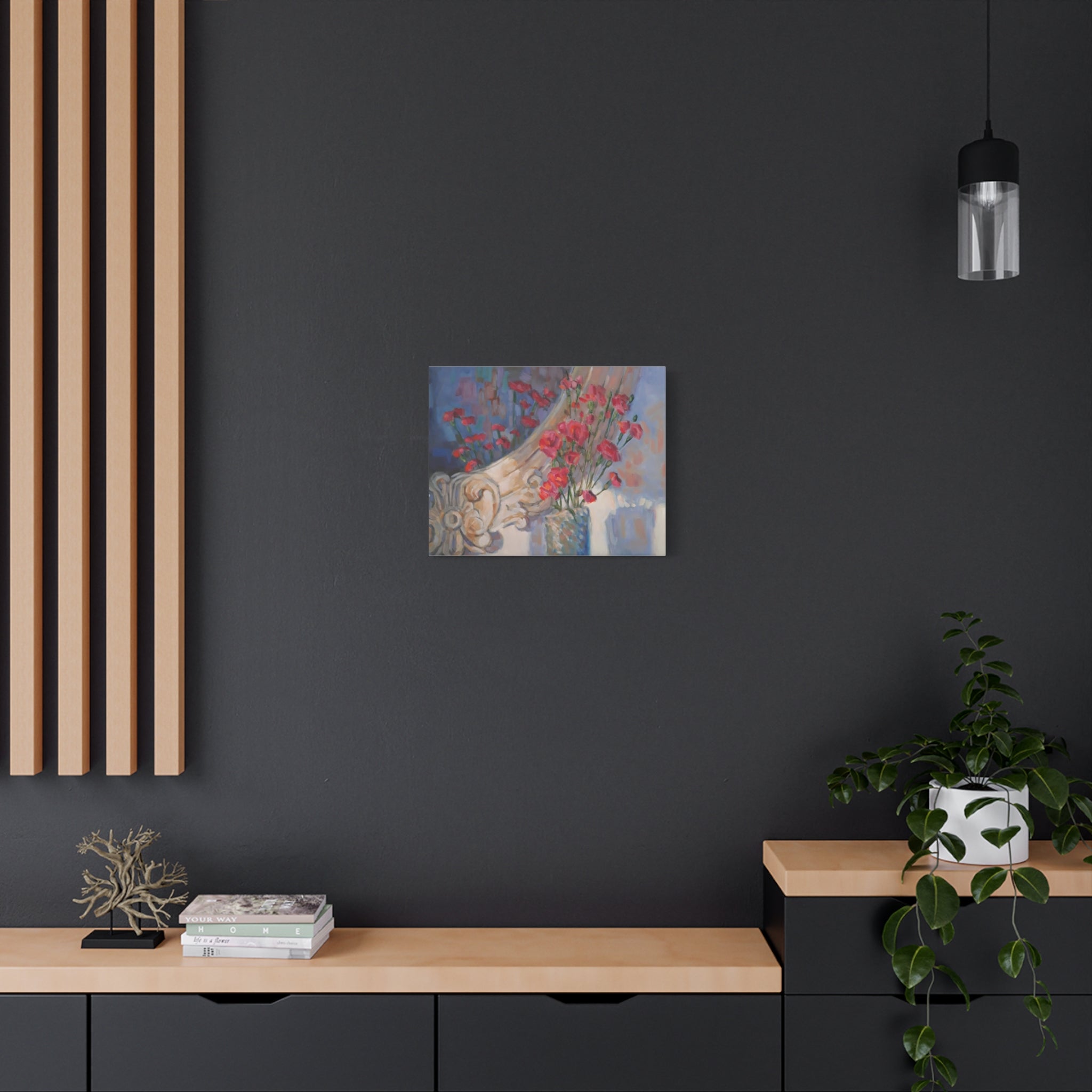 "Mirrored"   Roses & Vintage Mirror — Matte Stretched Canvas Wall Art