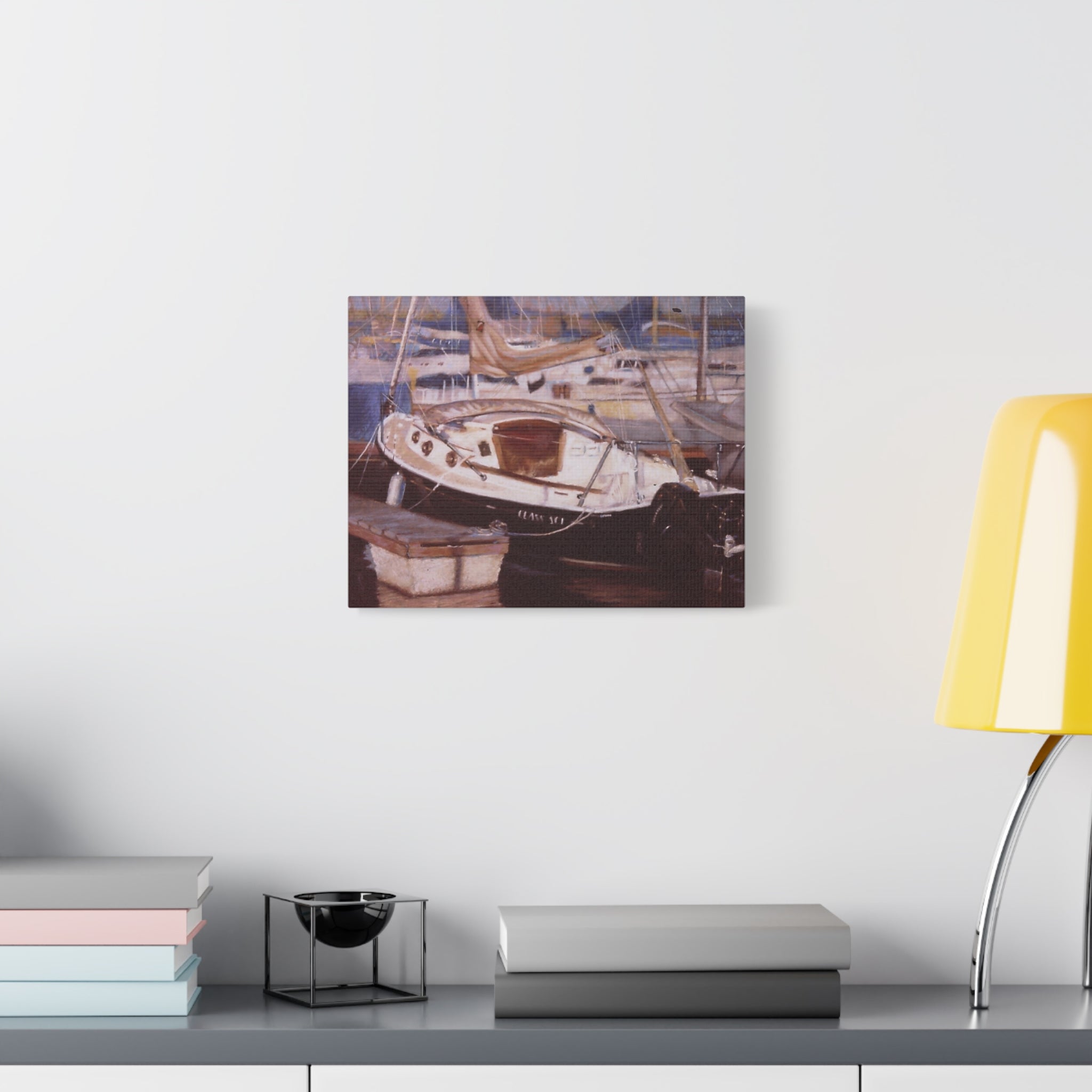 "At Pelican's Landing"   Sailboat Harbor Matte Canvas Print — Stretched 1.25" Wall Art