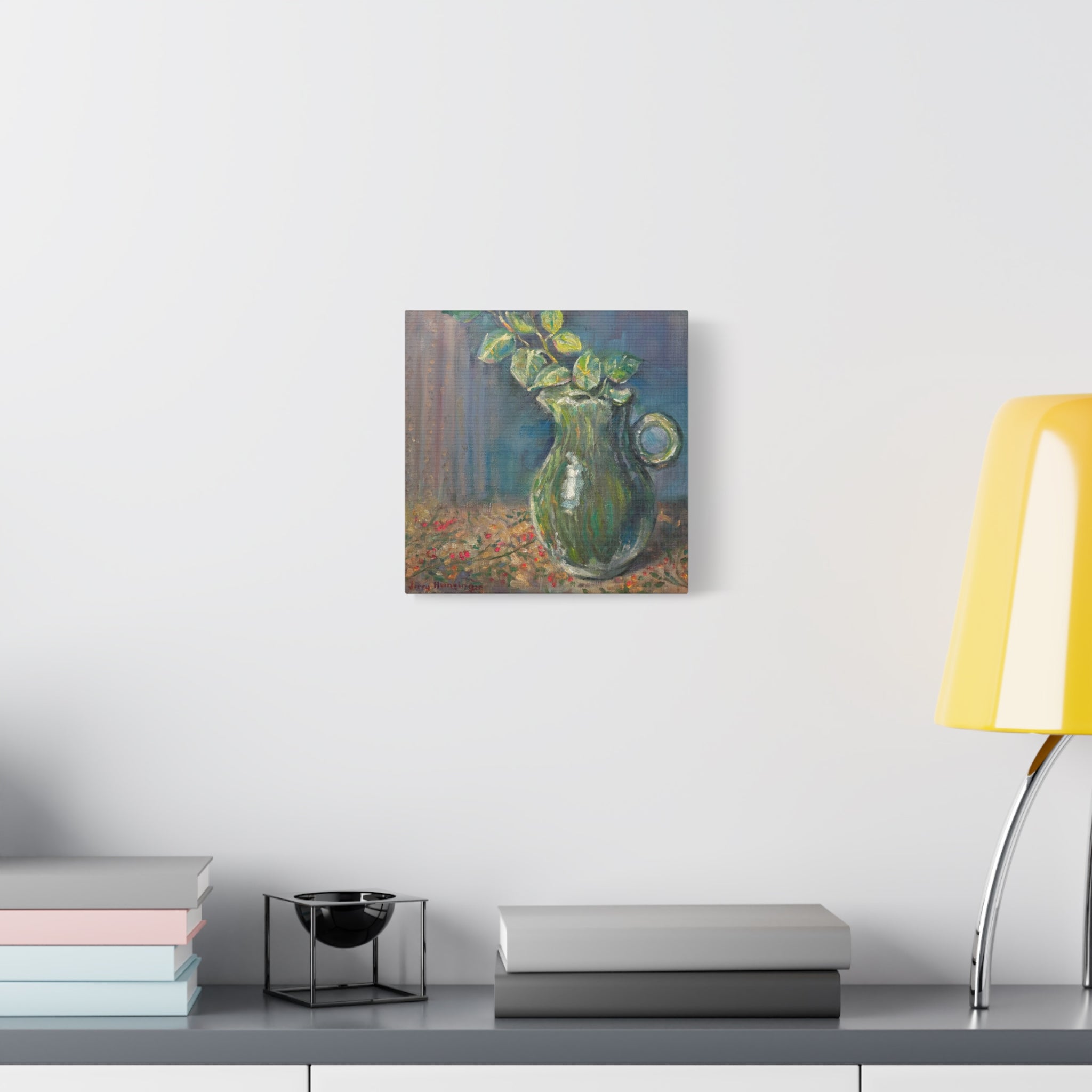 "The Green Pitcher"   Green Pitcher Still Life Matte Canvas Wall Art — Stretched 1.25"