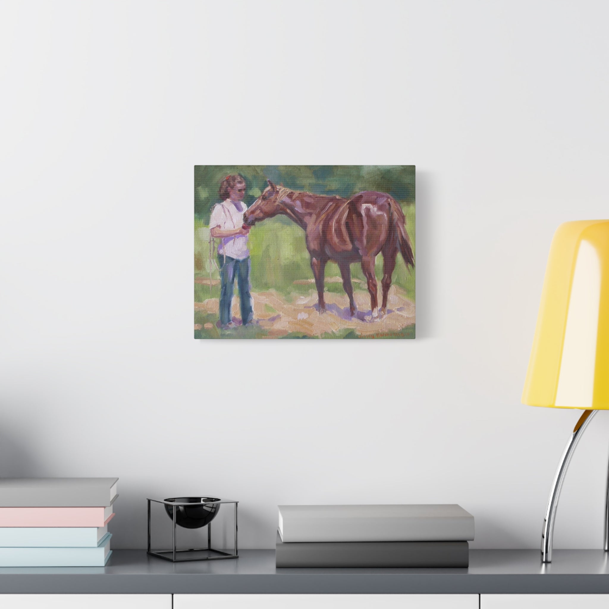 "An Apple a Day"  Horse & Rider Canvas Print — Equestrian Wall Art, Matte Stretched Canvas