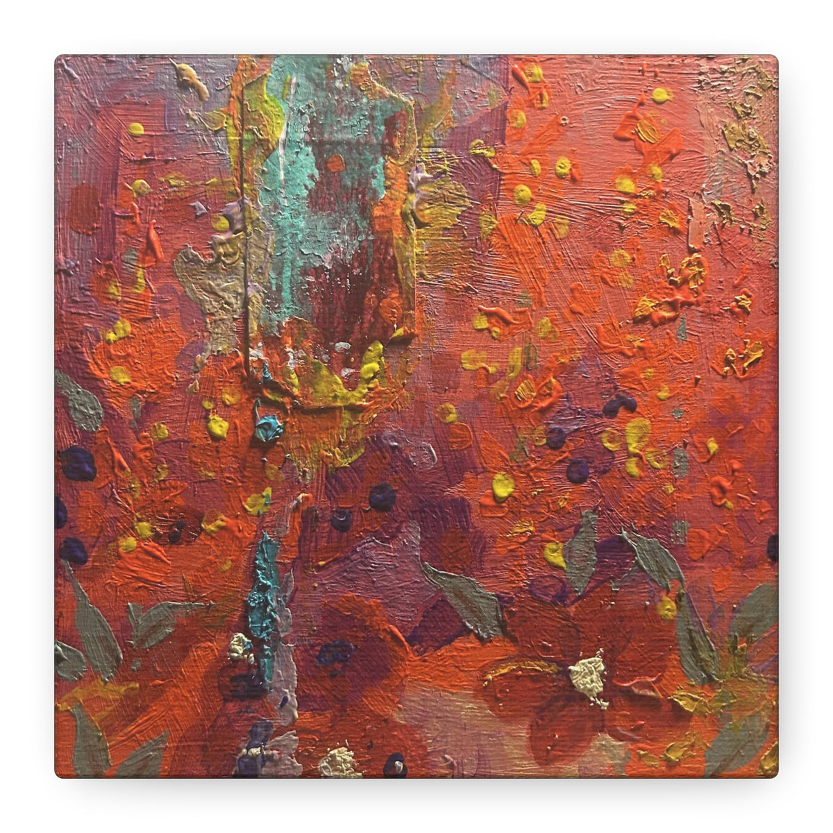 Abstract Red Floral Texture Matte Canvas Print — Stretched 1.25" Wall Art