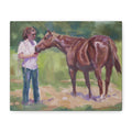 "An Apple a Day"  Horse & Rider Canvas Print — Equestrian Wall Art, Matte Stretched Canvas