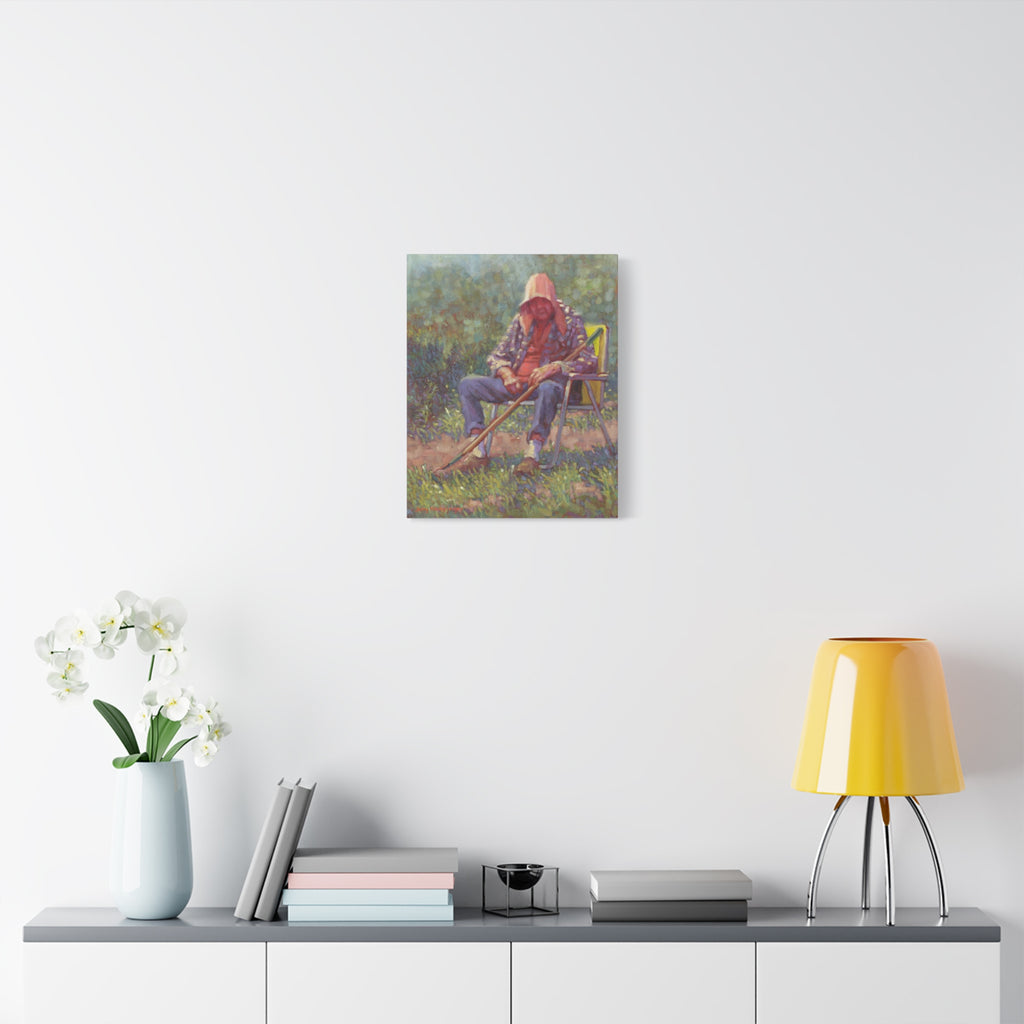 "A Tough Row to Hoe"   Canvas Wall Art — Tranquil Gardener Painting (Matte Stretched Canvas)