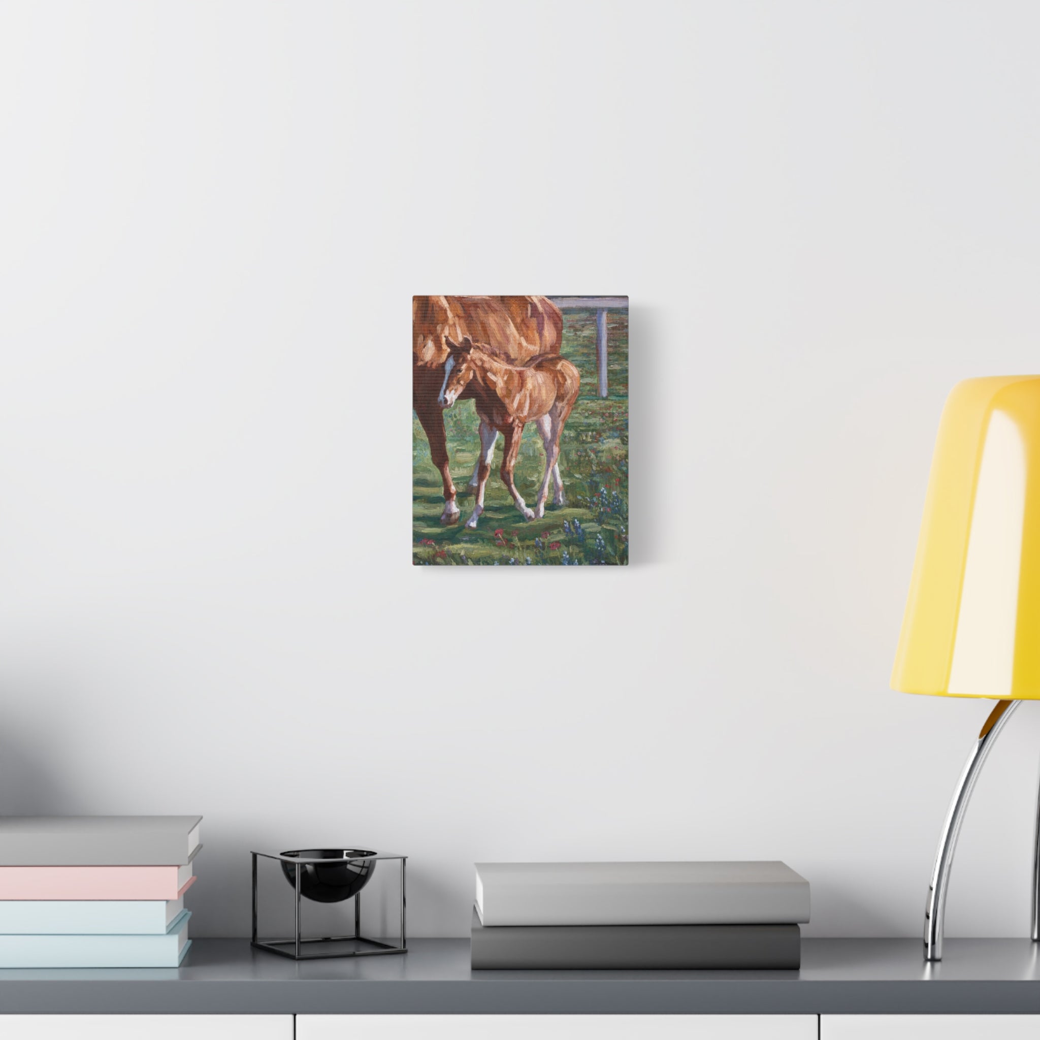 "Amongst the Bluebonnets"  Horse & Foal Canvas Print — Pastoral Equestrian Wall Art