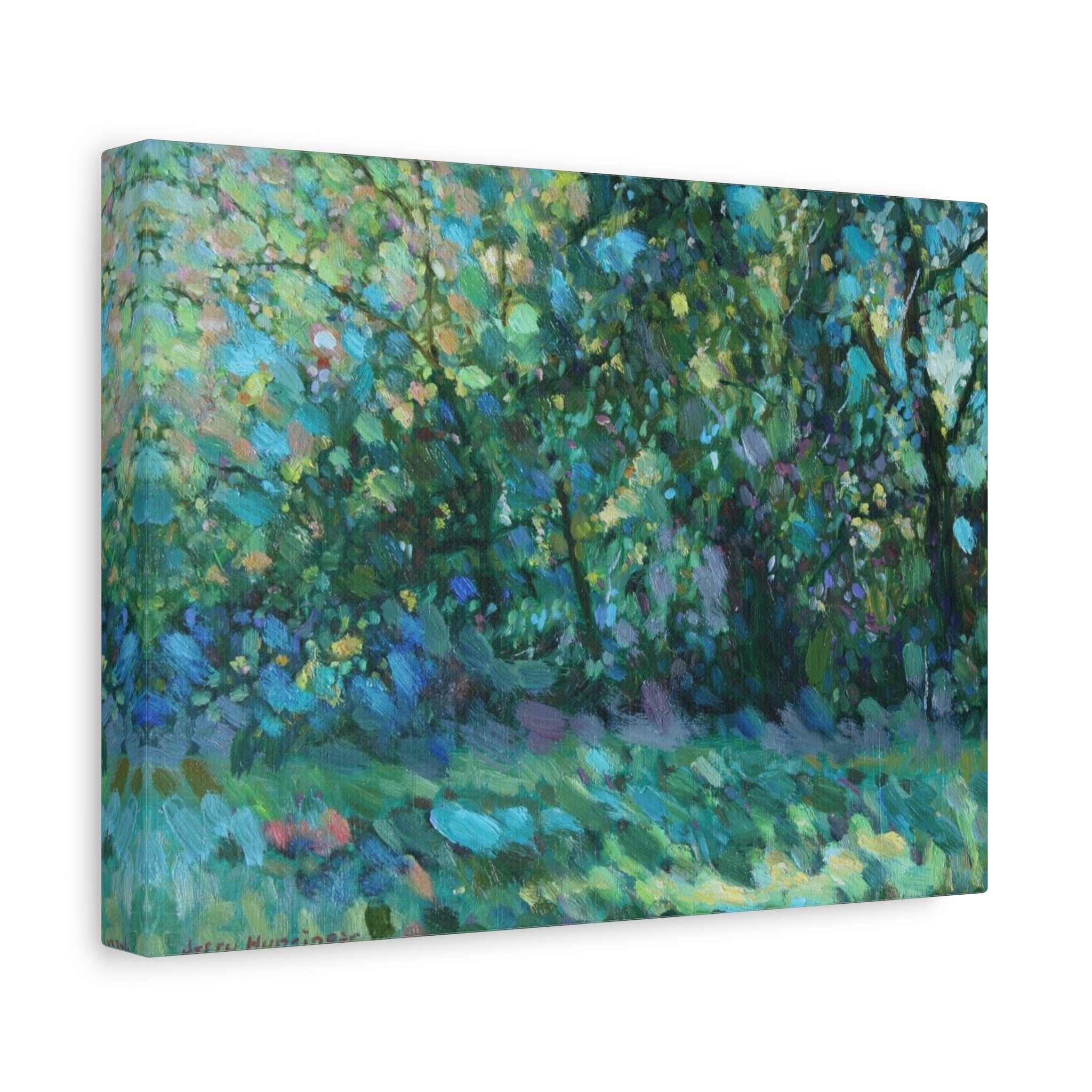 "Across the Road"              Impressionist Green Woodland Matte Canvas Wall Art – Stretched 1.25"
