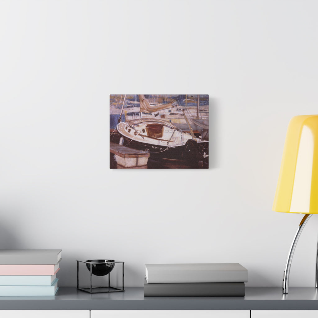 "At Pelican's Landing"   Sailboat Harbor Matte Canvas Print — Stretched 1.25" Wall Art