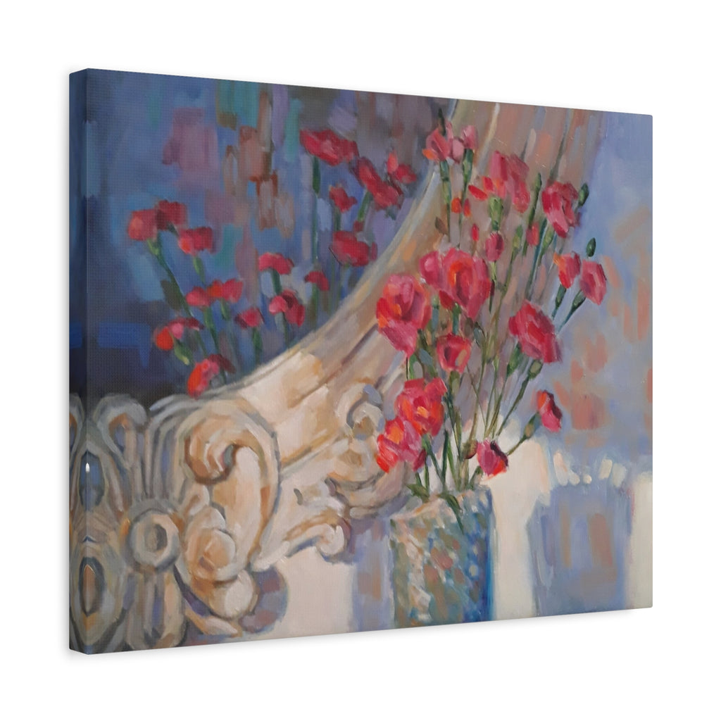 "Mirrored"   Roses & Vintage Mirror — Matte Stretched Canvas Wall Art