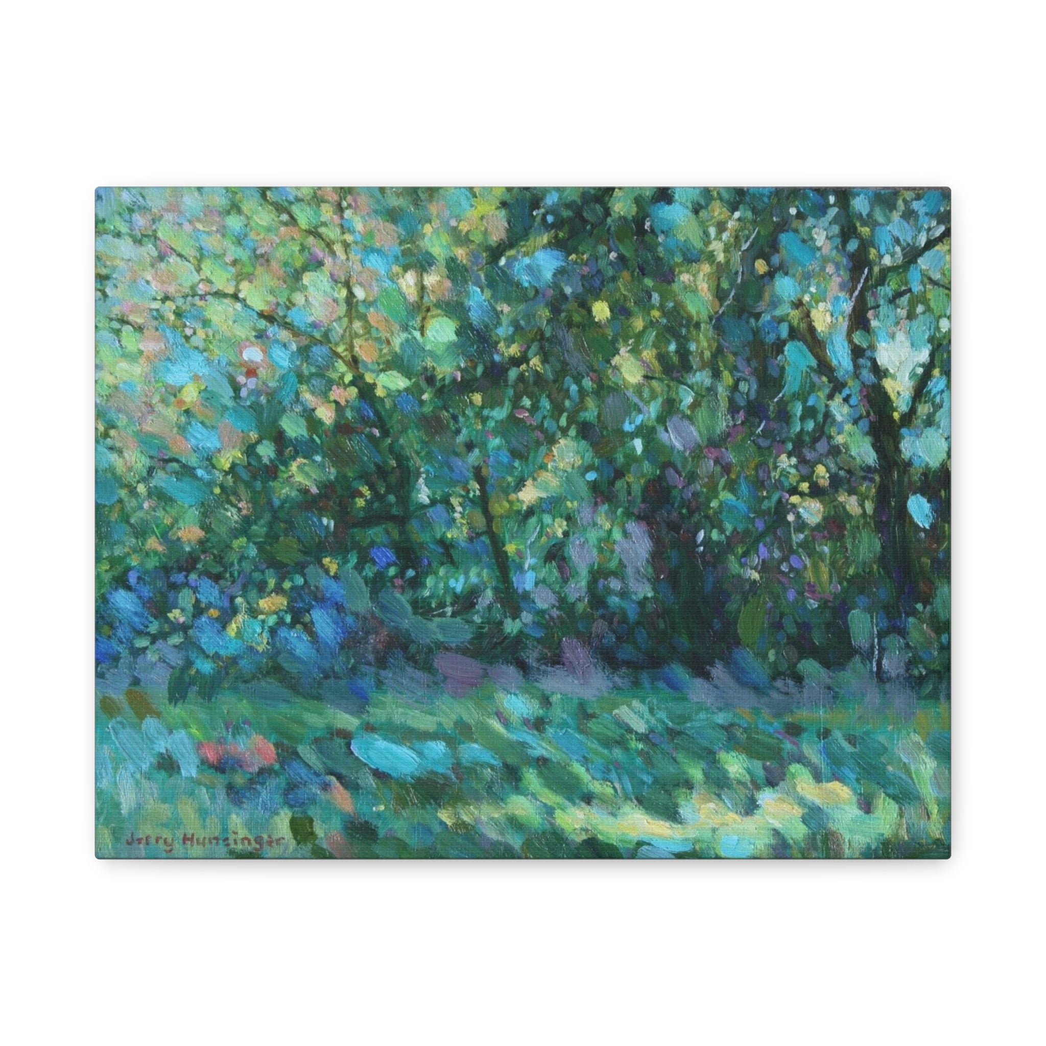 "Across the Road"              Impressionist Green Woodland Matte Canvas Wall Art – Stretched 1.25"