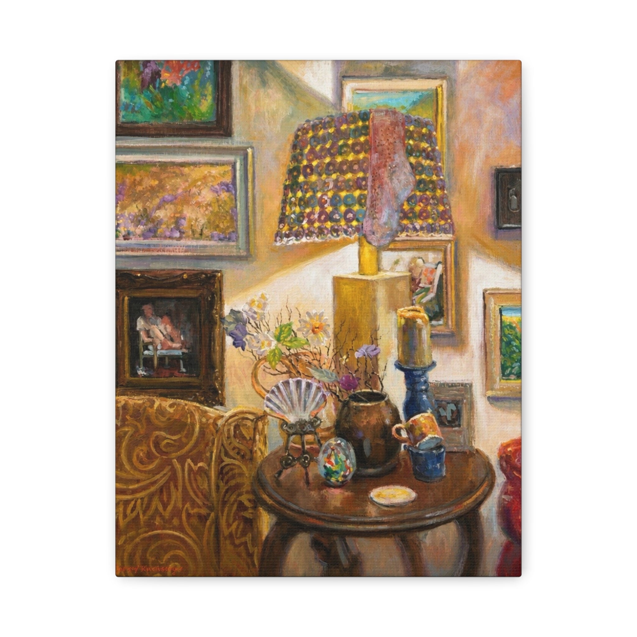 "A Room Full of Memories"   Still Life Lamp Scene Matte Canvas Print — Cozy Living Room Wall Art