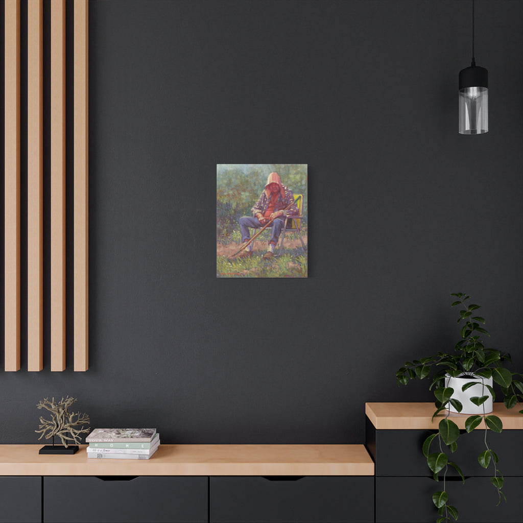 "A Tough Row to Hoe"   Canvas Wall Art — Tranquil Gardener Painting (Matte Stretched Canvas)
